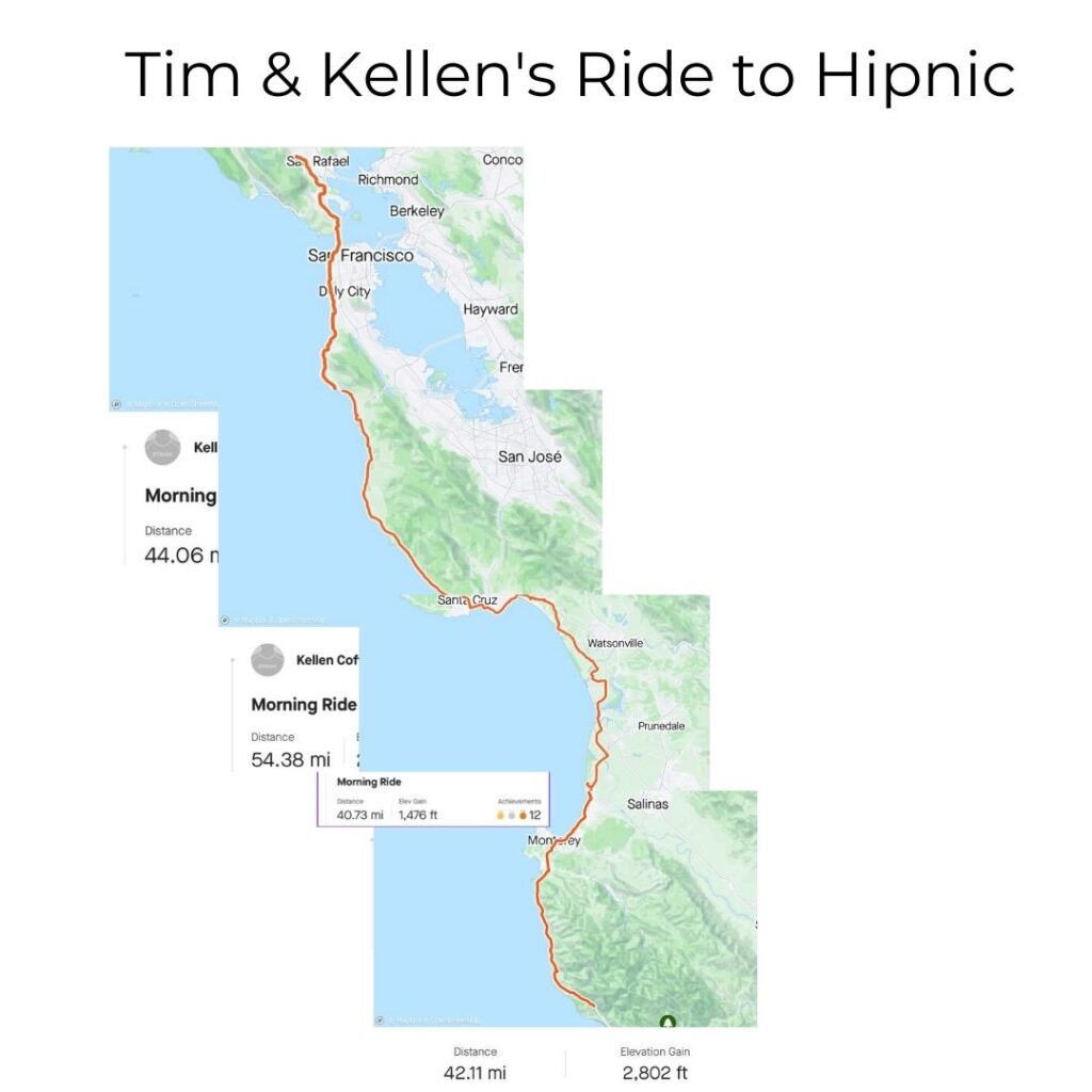 Kellen's ride tracker maps pieced together to show the whole Ride to Hipnic